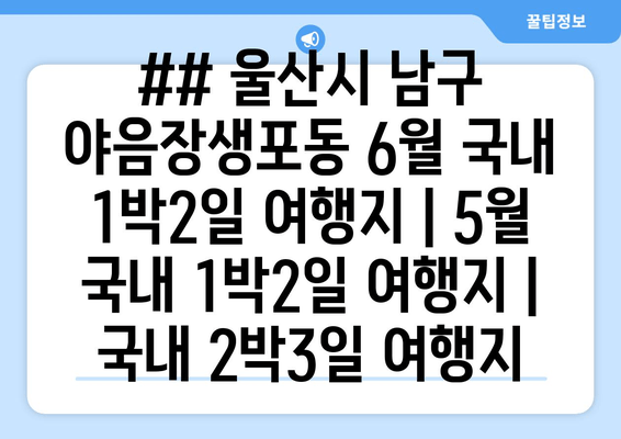 ## 울산시 남구 야음장생포동 6월 국내 1박2일 여행지 | 5월 국내 1박2일 여행지 | 국내 2박3일 여행지