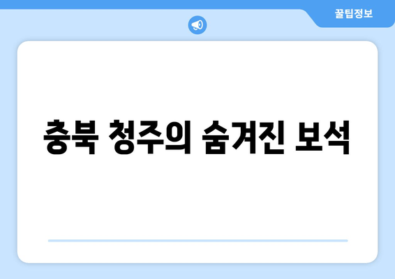 충북 청주의 숨겨진 보석