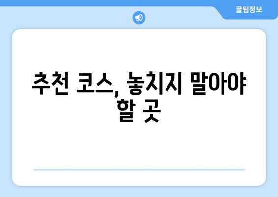 추천 코스, 놓치지 말아야 할 곳