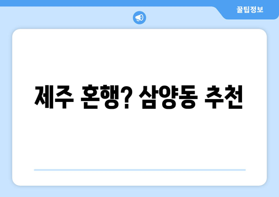 제주 혼행? 삼양동 추천