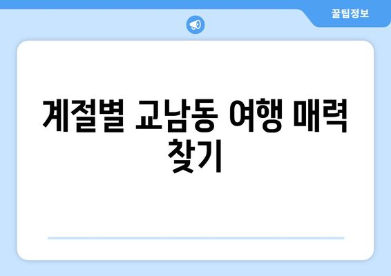 계절별 교남동 여행 매력 찾기