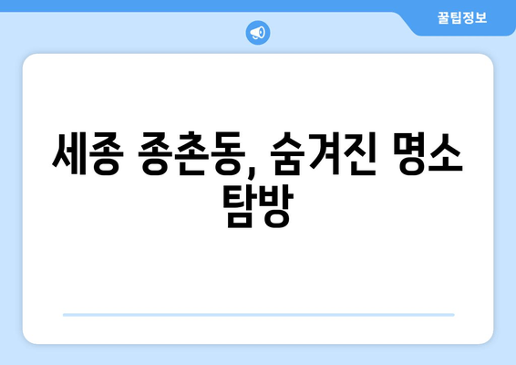 세종 종촌동, 숨겨진 명소 탐방