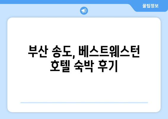 부산 송도 해수욕장의 오아시스, 베스트웨스턴 숙박 후기| 편안함과 즐거움의 조화 | 송도 해수욕장, 부산 호텔, 숙박 추천