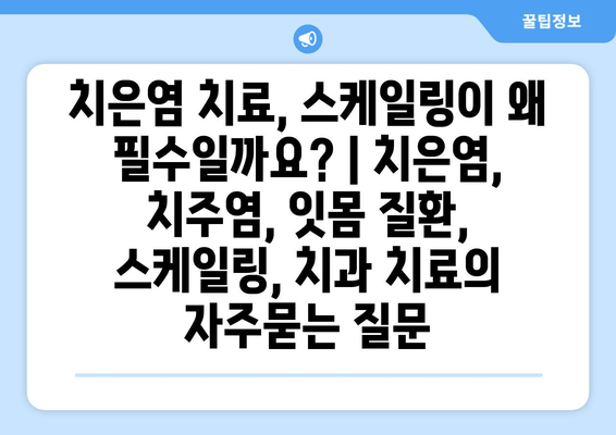 치은염 치료, 스케일링이 왜 필수일까요? | 치은염, 치주염, 잇몸 질환, 스케일링, 치과 치료