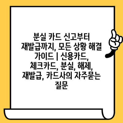 분실 카드 신고부터 재발급까지, 모든 상황 해결 가이드 | 신용카드, 체크카드, 분실, 해제, 재발급, 카드사