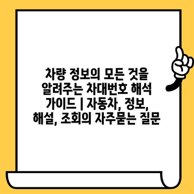 차량 정보의 모든 것을 알려주는 차대번호 해석 가이드 | 자동차, 정보, 해설, 조회