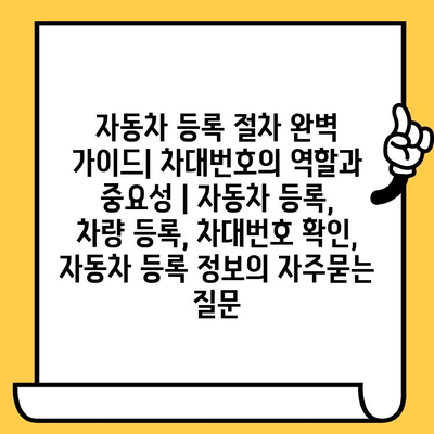 자동차 등록 절차 완벽 가이드| 차대번호의 역할과 중요성 | 자동차 등록, 차량 등록, 차대번호 확인, 자동차 등록 정보