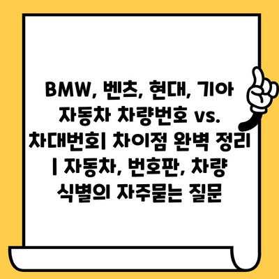 BMW, 벤츠, 현대, 기아 자동차 차량번호 vs. 차대번호| 차이점 완벽 정리 | 자동차, 번호판, 차량 식별