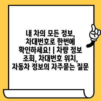 내 차의 모든 정보, 차대번호로 한번에 확인하세요! | 차량 정보 조회, 차대번호 위치, 자동차 정보