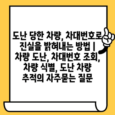 도난 당한 차량, 차대번호로 진실을 밝혀내는 방법 | 차량 도난, 차대번호 조회, 차량 식별, 도난 차량 추적