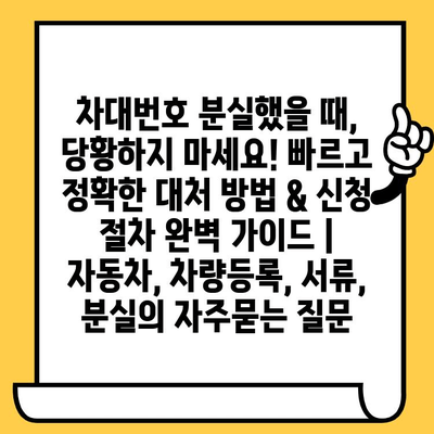 차대번호 분실했을 때, 당황하지 마세요! 빠르고 정확한 대처 방법 & 신청 절차 완벽 가이드 | 자동차, 차량등록, 서류, 분실