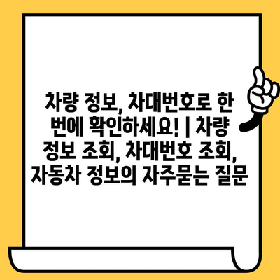 차량 정보, 차대번호로 한 번에 확인하세요! | 차량 정보 조회, 차대번호 조회, 자동차 정보