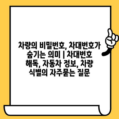 차량의 비밀번호, 차대번호가 숨기는 의미 | 차대번호 해독, 자동차 정보, 차량 식별