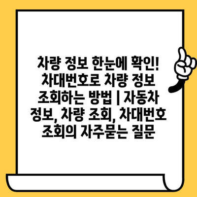 차량 정보 한눈에 확인! 차대번호로 차량 정보 조회하는 방법 | 자동차 정보, 차량 조회, 차대번호 조회