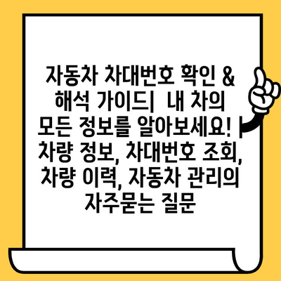 자동차 차대번호 확인 & 해석 가이드|  내 차의 모든 정보를 알아보세요! | 차량 정보, 차대번호 조회, 차량 이력, 자동차 관리