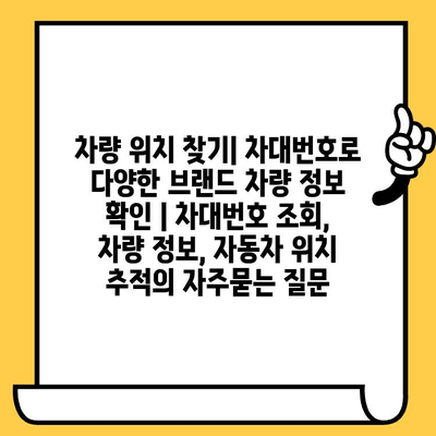 차량 위치 찾기| 차대번호로 다양한 브랜드 차량 정보 확인 | 차대번호 조회, 차량 정보, 자동차 위치 추적