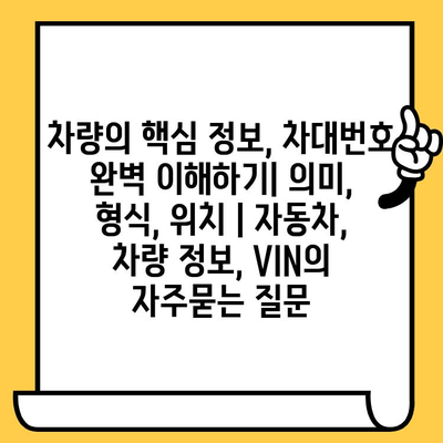 차량의 핵심 정보, 차대번호 완벽 이해하기| 의미, 형식, 위치 | 자동차, 차량 정보, VIN