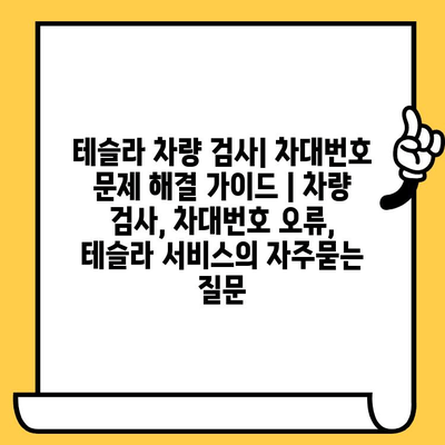 테슬라 차량 검사| 차대번호 문제 해결 가이드 | 차량 검사, 차대번호 오류, 테슬라 서비스