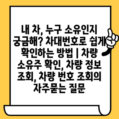 내 차, 누구 소유인지 궁금해? 차대번호로 쉽게 확인하는 방법 | 차량 소유주 확인, 차량 정보 조회, 차량 번호 조회