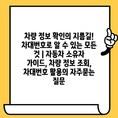 차량 정보 확인의 지름길! 차대번호로 알 수 있는 모든 것 | 자동차 소유자 가이드, 차량 정보 조회, 차대번호 활용