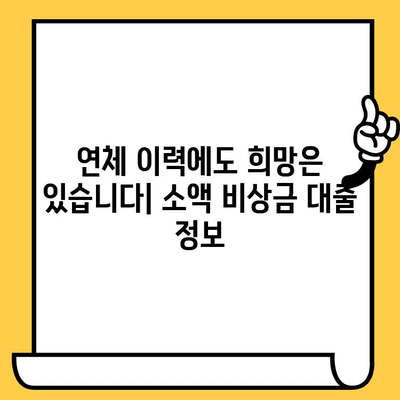 장기 연체자도 가능! 소액 비상금 대출, 어디서 받을 수 있을까요? | 비상금 대출, 연체자 대출, 소액 대출, 대출 정보