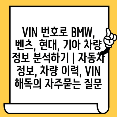 VIN 번호로 BMW, 벤츠, 현대, 기아 차량 정보 분석하기 | 자동차 정보, 차량 이력, VIN 해독