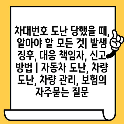 차대번호 도난 당했을 때, 알아야 할 모든 것| 발생 징후, 대응 책임자, 신고 방법 | 자동차 도난, 차량 도난, 차량 관리, 보험