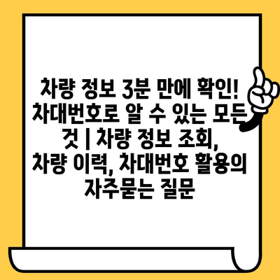 차량 정보 3분 만에 확인! 차대번호로 알 수 있는 모든 것 | 차량 정보 조회, 차량 이력, 차대번호 활용