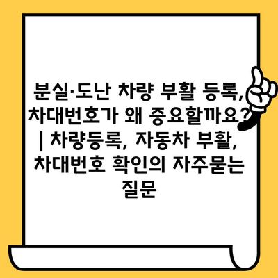 분실·도난 차량 부활 등록, 차대번호가 왜 중요할까요? | 차량등록, 자동차 부활, 차대번호 확인