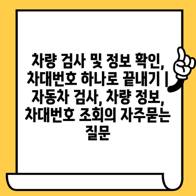 차량 검사 및 정보 확인, 차대번호 하나로 끝내기 | 자동차 검사, 차량 정보, 차대번호 조회