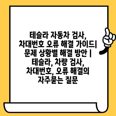 테슬라 자동차 검사, 차대번호 오류 해결 가이드| 문제 상황별 해결 방안 | 테슬라, 차량 검사, 차대번호, 오류 해결