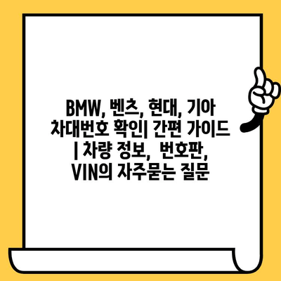 BMW, 벤츠, 현대, 기아 차대번호 확인| 간편 가이드 | 차량 정보,  번호판,  VIN