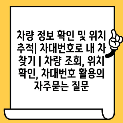 차량 정보 확인 및 위치 추적| 차대번호로 내 차 찾기 | 차량 조회, 위치 확인, 차대번호 활용