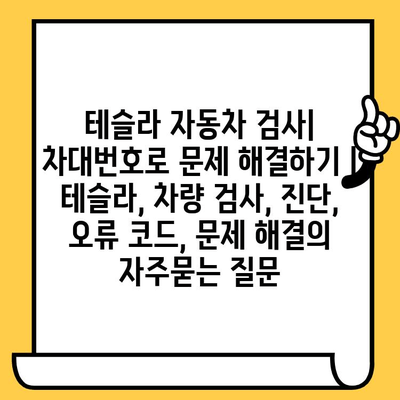 테슬라 자동차 검사| 차대번호로 문제 해결하기 | 테슬라, 차량 검사, 진단, 오류 코드, 문제 해결