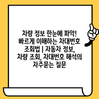 차량 정보 한눈에 파악! 빠르게 이해하는 차대번호 조회법 | 자동차 정보, 차량 조회, 차대번호 해석