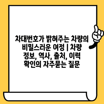 차대번호가 밝혀주는 차량의 비밀스러운 여정 | 차량 정보, 역사, 출처, 이력 확인