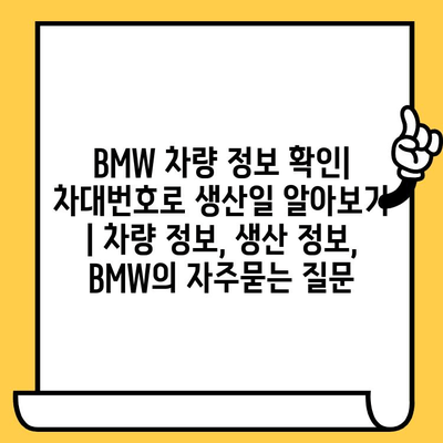 BMW 차량 정보 확인| 차대번호로 생산일 알아보기 | 차량 정보, 생산 정보, BMW