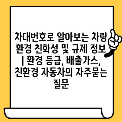 차대번호로 알아보는 차량 환경 친화성 및 규제 정보 | 환경 등급, 배출가스, 친환경 자동차
