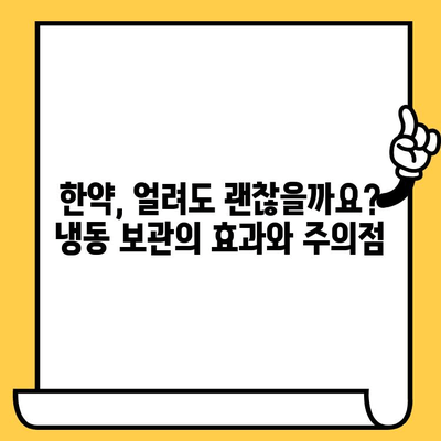 한약 유통기한, 냉동 보관으로 연장 가능할까요? | 한약 보관법, 유통기한, 냉장 보관