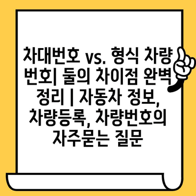 차대번호 vs. 형식 차량 번호| 둘의 차이점 완벽 정리 | 자동차 정보, 차량등록, 차량번호