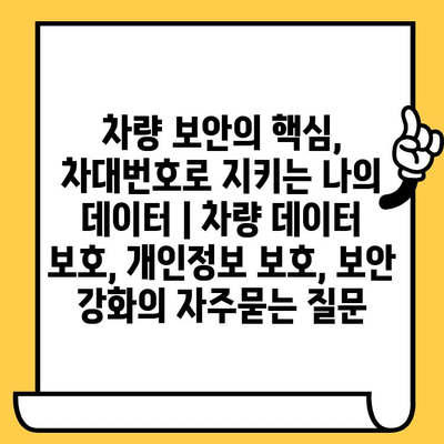 차량 보안의 핵심, 차대번호로 지키는 나의 데이터 | 차량 데이터 보호, 개인정보 보호, 보안 강화