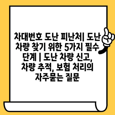 차대번호 도난 피난처| 도난 차량 찾기 위한 5가지 필수 단계 | 도난 차량 신고, 차량 추적, 보험 처리