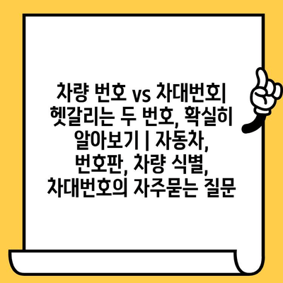 차량 번호 vs 차대번호| 헷갈리는 두 번호, 확실히 알아보기 | 자동차, 번호판, 차량 식별, 차대번호