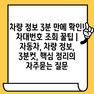 차량 정보 3분 만에 확인! 차대번호 조회 꿀팁 | 자동차, 차량 정보, 3분컷, 핵심 정리