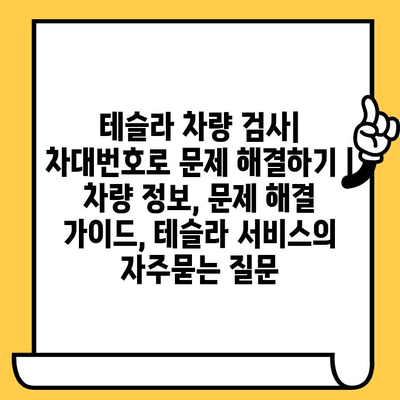 테슬라 차량 검사| 차대번호로 문제 해결하기 | 차량 정보, 문제 해결 가이드, 테슬라 서비스