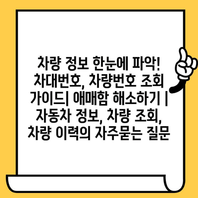 차량 정보 한눈에 파악! 차대번호, 차량번호 조회 가이드| 애매함 해소하기 | 자동차 정보, 차량 조회, 차량 이력