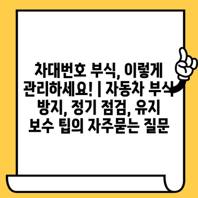 차대번호 부식, 이렇게 관리하세요! | 자동차 부식 방지, 정기 점검, 유지 보수 팁