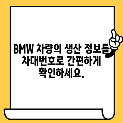 BMW 차량 정보 확인| 차대번호로 생산일 알아보기 | 차량 정보 조회, 생산 정보, BMW