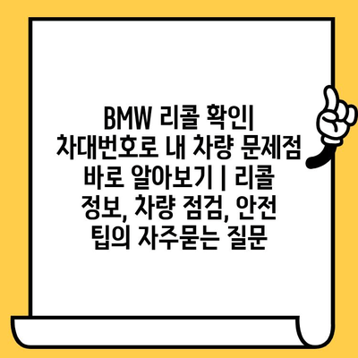 BMW 리콜 확인| 차대번호로 내 차량 문제점 바로 알아보기 | 리콜 정보, 차량 점검, 안전 팁