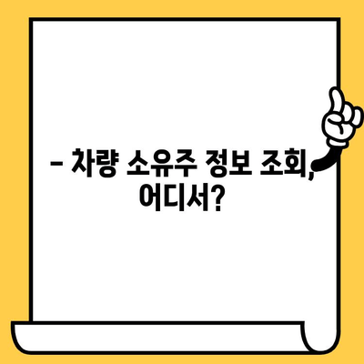 차량 소유자 확인, 차대번호로 가능할까요? | 차량 소유주 정보, 조회 방법, 주의 사항